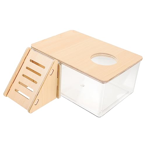 Sosoport Acrylbadewanne Für Hamster Sand Für Rennmäuse Sandbadehaus Für Haustiere Chinchilla-staubbad Holzleiter-zubehör von Sosoport