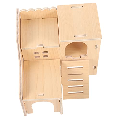 Sosoport Doppelgeschossiges Hamsterhaus Aus Holz Mini-spielzeugvilla Für Kleintiere Gemütlicher Rückzugsort Für Hamster Und Zwerghamster Sicheres Und Langlebiges Spielzeug Für von Sosoport