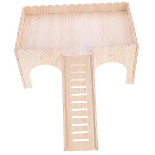 Sosoport Hamster Spielzeug Chinchilla Bett Holz Burg Multi-Schicht Hideout Rutsche Für Haustier von Sosoport