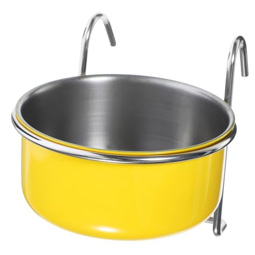 Sosoport Futternapf Für Papageien Hühnerfutter Papageienspielzeug Ständer Für Papageienkäfig Schüsseln Fänger Vogelzubehör Für Käfig Huhn Birdfeeder Vogel Stehen Rostfreier Stahl Yellow von Sosoport