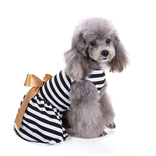 Sosoport Schwarz-weiß Gestreiftes Hundekleid mit Schleife Ärmellos Welpenrock Größe M Sosoport Schwarz-weiß Gestreiftes Hundekleid mit Schleife Ärmellos Welpenrock Größe M von Sosoport