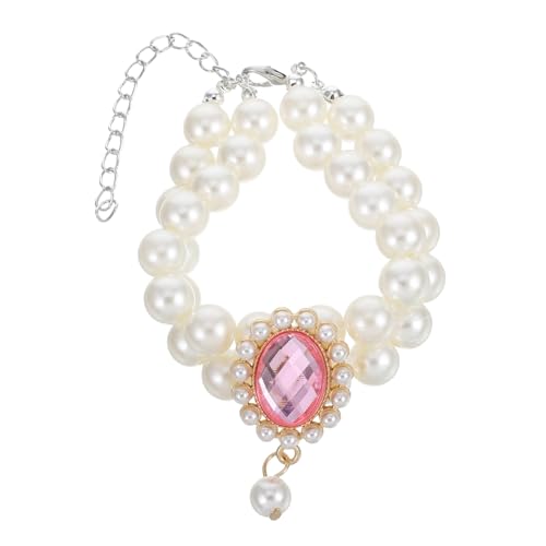 Sosoport Halskette Mit Haustierperlen Kleine Statuen Tiere Haustier Hundehalsband Süße Plüschtiere Kätzchen-Kragen Doppellagige Kragen Cartoon-Tiere Dekorative Tiere Schmuck Kragen Rosa Abs von Sosoport