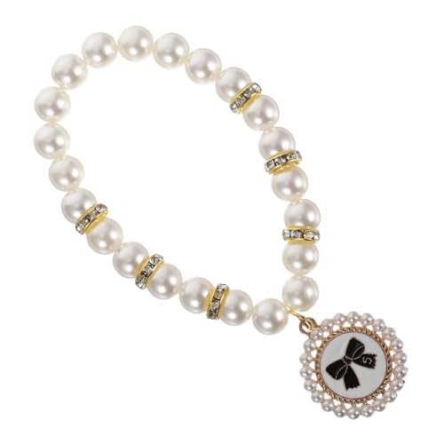 Sosoport Halskette mit Haustierperlen Haustierschmuck für Hunde Hundehalsband Blütenblattkragen Halsband mit Perlenkette für Hunde Hundeschleifen für Mädchen Katze Hund Schmuck Abs Weiß von Sosoport
