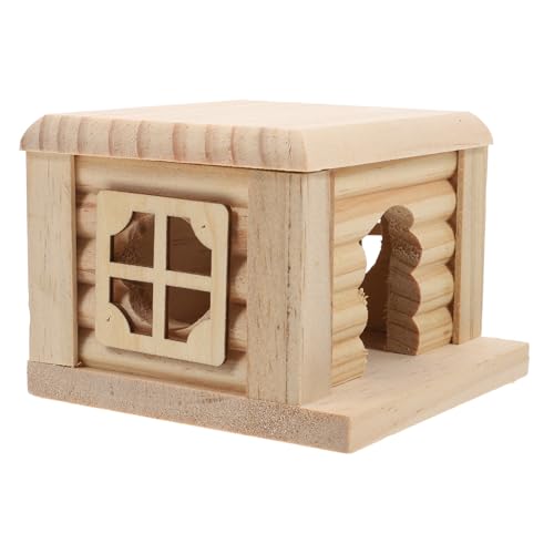 Sosoport Stabiles Holz Hamsterhaus Mit Abnehmbarem Spielhaus Gemütlicher Rückzugsort Für Kleine Tiere Multifunktionale Plattform Für Futter Und Wasser Für Hamster Und Kaninchen von Sosoport