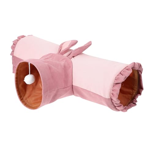 Sosoport Spielzeuge Hamster Tunnel Hamster Spielzeug hamsterspielzeug Meerschweinchen-Tunnel 3 L?Cher zusammenklappbar Kitten Tube Tunnel. Haustier Hamsterhaus Hase Stoff Rosa von Sosoport