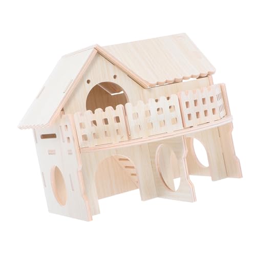 Sosoport Hamsterhaus Aus Holz Mit Zwei Kleines Hamsterhaus Als Aktivitätsspielzeug Geräumiger Unterschlupf Für Hamsterkäfig-zubehör Leicht Zu Reinigen Mit Beobachtungsfenster von Sosoport
