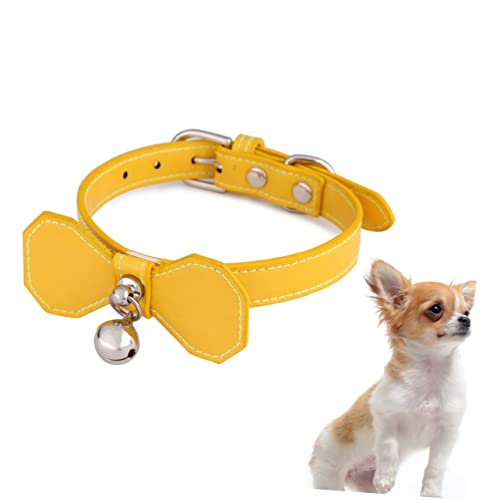 Sosoport Haustier Hundehalsband Katzenhalsband mit Glocke Welpe Stichworte hundekragen hundehalstuch PU- Haustierbedarf Glockenhalsband für Haustiere Yellow von Sosoport