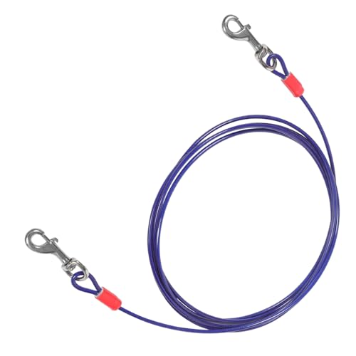 Sosoport Portable Hundeleine Aus Stahlseil Mit Doppelhaken Für Camping Und Garten Verschleißfeste Und Einfach Zu Handhabende Tierleine Für Hunde von Sosoport