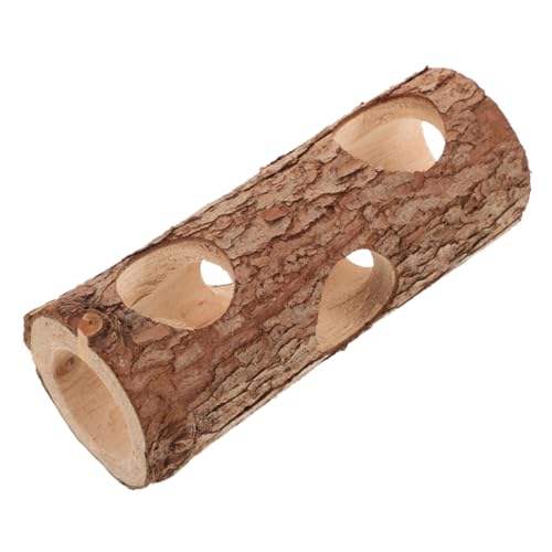 Sosoport Haustiertunnel aus massivem Holz Hamsterhaus Ratte Hamstertunnel Zubehör Holzspielzeug für Kleintiere Hamster Tunnel aus Holz Hamster-Tunnelröhre Hamster verstecken Coffee von Sosoport