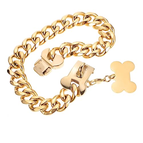 Sosoport Hundehalsbänder Haustier- 19 Mm Goldenes Metall Dekorative Hundehalskette Entzückendes Haustierhalsband Für Katzen Oder Hunde Sosoport Hundehalsbänder Haustier- 19 Mm Goldenes Metall Dekorative Hundehalskette Entzückendes Haustierhalsband Für Katzen Oder Hunde von Sosoport