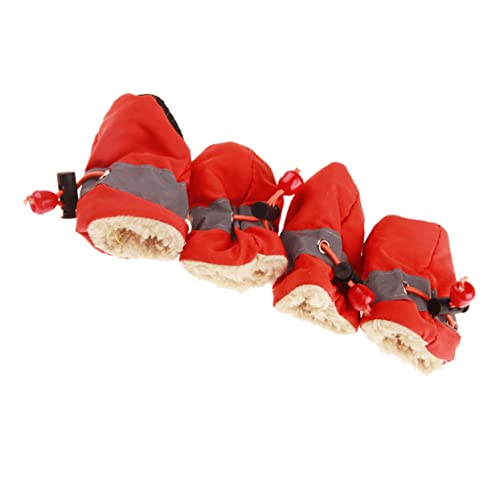 Sosoport Winterschuhe für Hunde Winterschuhe für welpen tragbare Schuhe hundeschuhe warme Haustierschuhe Regenstiefel für Hunde rutschfest Welpenschuhe Schneestiefel rot von Sosoport