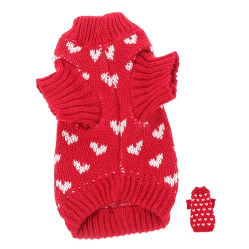 Sosoport Hundepullover Hundekleidung Zum Valentinstag Katzen-Valentinstag-Outfit Hundekostüm Welpenweste Deko-Pullover Für Hunde Haustierweste Katze Schöne Weste Rot Mantel Acryl Rundhals von Sosoport