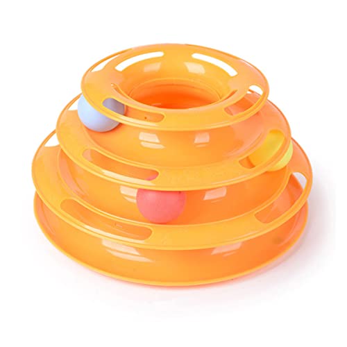 Sosoport Katzenspielzeug für Intelligente Katzen Dreilagiges Interaktives mit Spielball und Ablage und Langlebig Gelb von Sosoport