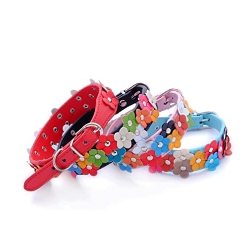 Sosoport Kettenblatt Aquarium Hundehalsband klein Kragen Hundeleine Haustierhalsband Haustier Hundehalsband Verstellbares Haustierhalsband Doppelreihe Kleiner Blumenhund rot von Sosoport