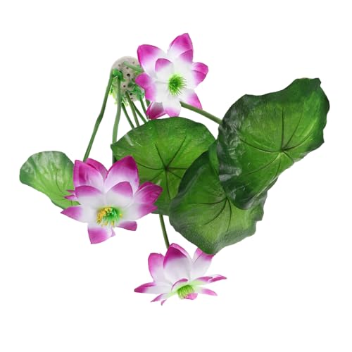 Sosoport Künstliche Aquariumpflanzen Realistische Fischtank Landschaftsbau Dekoration Lifelike Lotusblumen Fisch Aquariumzubehör Fischtankpflanzen von Sosoport
