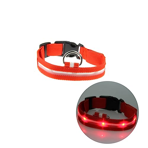 Sosoport LED Haustierhalsband Nachtsicht Hundehalsband Nachtsicht LED Hundehalsband Blinkings Hundehalsband Kragen blinkendes Haustierhalsband LED-Haustierhalsband scheinen Siebdruck rot von Sosoport