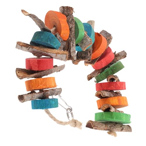 Sosoport Papageien Kauspielzeug aus Holz Natürliche Vogelspielzeuge für Wellensittiche Hängendes Zubehör für Vogelkäfige Sicheres und Langlebiges für Vögel von Sosoport