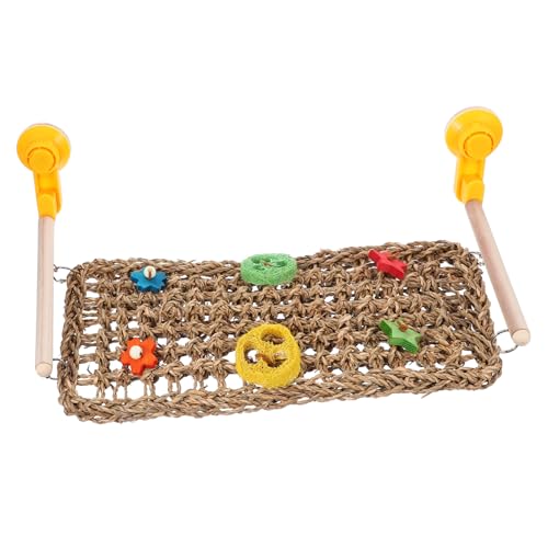 Sosoport Kletterspielzeug Geflochtenem Gras Interaktives Kletternetz Mit Saugnapf Für Vögel Für Spiel Und Im Käfig Oder Auto von Sosoport