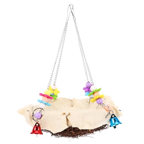 Sosoport Papageien Spielzeug Rattan Vogelnest Vogelschaukel Haushalt Papageien Vogelbett Käfig Spielzeug Für Vögel von Sosoport