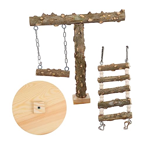 Sosoport Plattformständer für Papageien Vögel Stehen im Käfig Vogelfutterstation fangen Taubenschlag holzaufsteller holzständer schaukel Vogelstange aus Holz Papagei hölzerne Klettertreppe von Sosoport