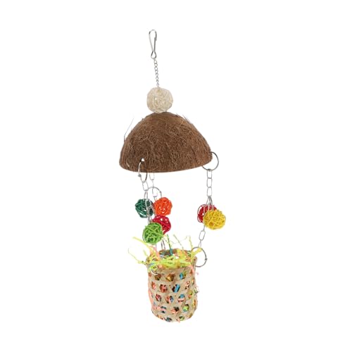 Sosoport Vogel Papageienständer Hase Käfige Hamsterspielzeug Rattan Kugeln knete kauspielzeug Bird Toys Vogelspielzeug Hängespielzeug für Haustiere Kokosnussschale von Sosoport