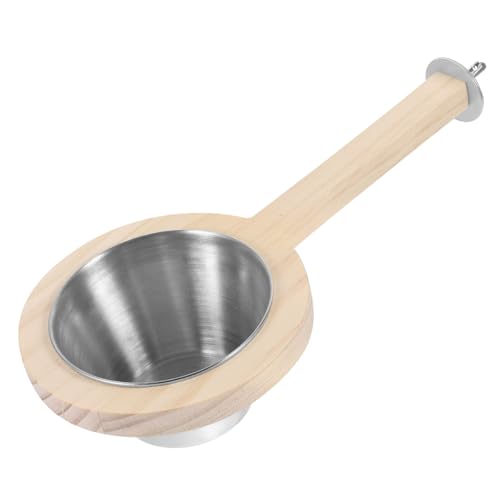 Sosoport Vogelfutterstation Aus Edelstahl Mit Holzsitzstange Futter Wassernapf Für Käfige Geeignet Für Kleine Vögel Und Papageien Leicht Zu Reinigen Und Robust von Sosoport