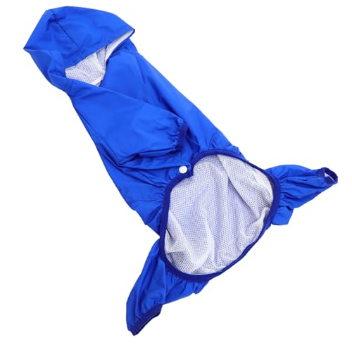 Sosoport Wasserdichter Hunde Regenmantel für Mittelgroße und Kleine Hunde Reflektierender Einteiler mit Kapuze Blau für Wetterbedingungen von Sosoport