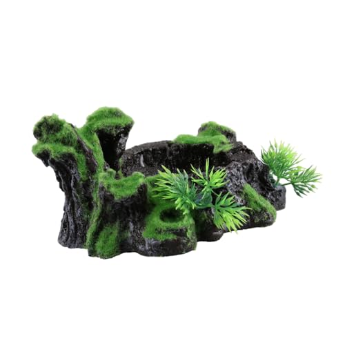 Sosoport Aquarium-Dekoration Realistischer Moostopf Aus Kunstharz Reptilienunterschlupf Versteck Höhle Fluchtloch Landschaftsornament Hohles Baumloch Aquarium-zubehör von Sosoport