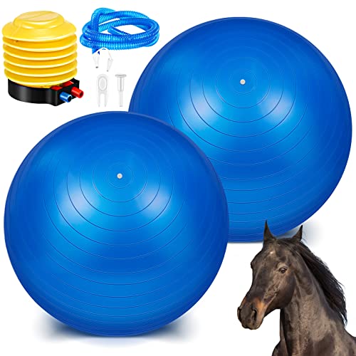 2 Stück Herding Ball für Pferde, Pferdeball zum Spielen, Anti-Burst, großer Pferde-Fußball, riesiger Mega-Pferd-Spielball, Pumpe im Lieferumfang enthalten (dunkelblau, 63 cm) von Sotiff