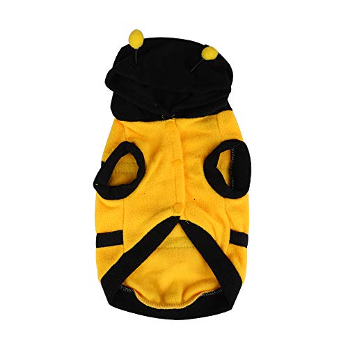 Souarts Bienenkostüm Kapuzenpullover für Haustier Katze Hund Kleidung Biene Kleid Schwarz und Gelb von Souarts