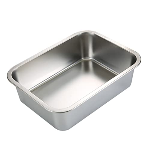 Edelstahl -Katzentoilette für Katze und Kaninchen, Geruchssteuerpfanne, Nicht kleber zu reinigende, Nicht klebrige Müllschale Extra Large Pan (17.72x13.78x3.94in) von SouiWuzi