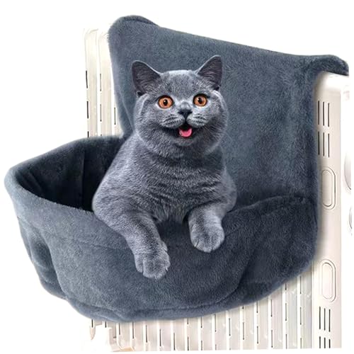 Hanges Katzenbett, weich warm abnehmbar, waschbares Plüsch-Katzen-Hängemattenbett mit Drahtbettbett, räumlich sparende starke Katze Hanges Bett für Haustiere Katze Kätzchen, Grau, Katzenhängematte fü Hanges Katzenbett, weich warm abnehmbar, waschbares Plüsch-Katzen-Hängemattenbett mit Drahtbettbett, räumlich sparende starke Katze Hanges Bett für Haustiere Katze Kätzchen, Grau, Katzenhängematte fü von SouiWuzi