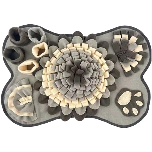 Hund Snuffle Matte, Snuffle Matte für Hund 25x17 Zoll großer waschbarer Hund Snuffle Master mit BB Squeaker Nicht-Schlupf-Schnüffeln Fütterungsmatte Lustige Gehirnspiele - grau von SouiWuzi