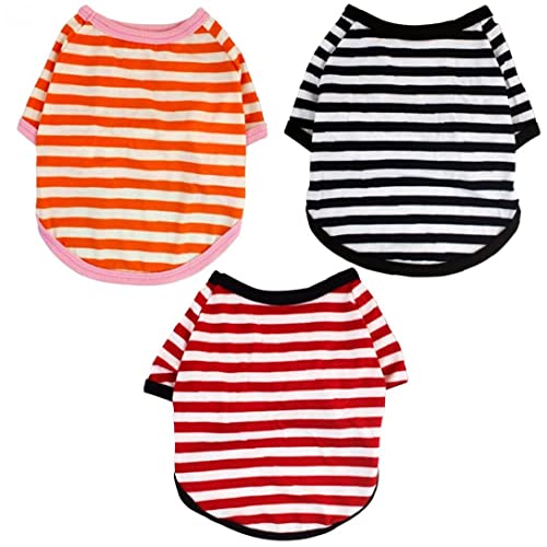 Hund gestreiftes T-Shirt Atmungsaktive Sommer-Baumwolle-T-Shirt-PET-Welpen-Sweatshirt-Kleidung 3Pcs L, Hund gestreiftes T-Shirt Hund gestreiftes T-Shirt Atmungsaktive Sommer-Baumwolle-T-Shirt-PET-Welpen-Sweatshirt-Kleidung 3Pcs L, Hund gestreiftes T-Shirt von SouiWuzi