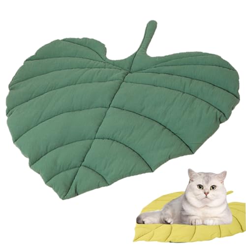 Katzenmatte, Blatt-Katzenbett, doppelseitig, Blätter-förmiges Katzenmattenbett, weich, waschbar, flaches Katzenbett, PP-Baumwollfüllung, Haustiermatte für Herbst und Winter, herzförmiges Blatt von SouiWuzi