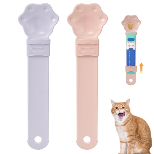 Katzenstreifen Squeeze Löffel, Katzenstreifen-Feeder 2pcs Hygienische Fütterung Katzenstreifen Squeeze Löffel Arbeitensparende Katzenfutter Cat Food Food Löffel mit hängenden Loch von SouiWuzi