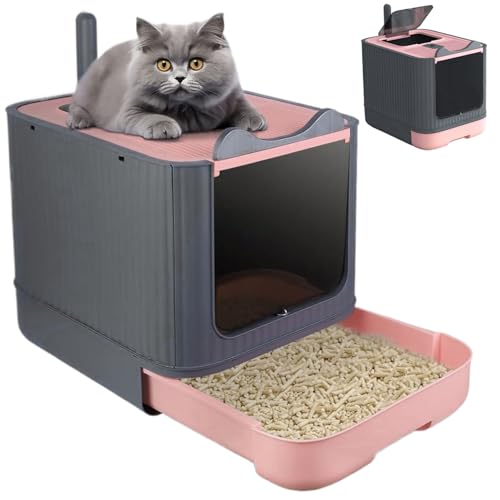 Schloss Katzenstreuboxen, 2 Türen mit Kapuzenkiste mit Filter, Schaufel und abnehmbarem Tablett, 13,6 x 17,5 x 14, einfache Reinigung und Anti-Splashing-Top-Eingangskatember-Katzentoilette, geschloss Schloss Katzenstreuboxen, 2 Türen mit Kapuzenkiste mit Filter, Schaufel und abnehmbarem Tablett, 13,6 x 17,5 x 14, einfache Reinigung und Anti-Splashing-Top-Eingangskatember-Katzentoilette, geschloss von SouiWuzi
