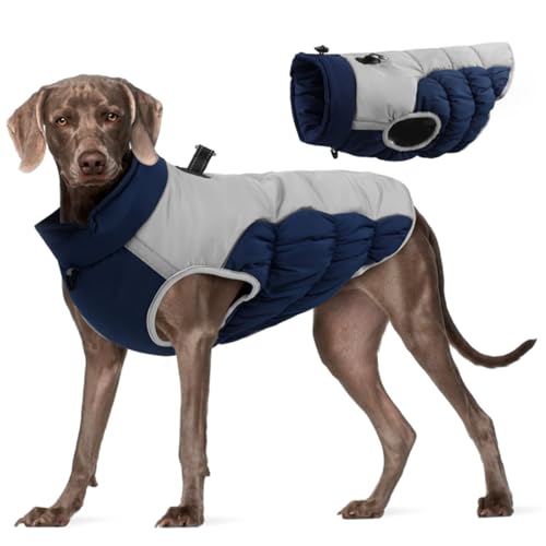 SouiWuzi Hundejacke für den Winter, Hunde-Wintermantel, wasserdicht, warm, Hundemantel mit Geschirr, reflektierende Hundejacke mit Reißverschluss, für kaltes Wetter, gemütlicher, 5XL von SouiWuzi