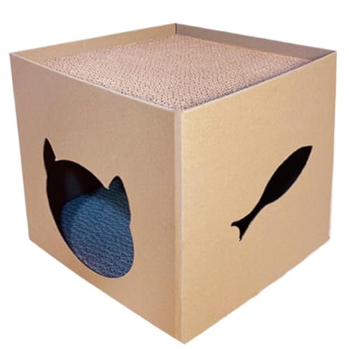 SouiWuzi Pappkatze Haus, Katzenbox mit 2 Steckplatten Kratzern 12x12x12 Großer Katzenkratzerhaus Wellblatt Katze Kratzkasten für Innenkatze, Katzenbox SouiWuzi Pappkatze Haus, Katzenbox mit 2 Steckplatten Kratzern 12x12x12 Großer Katzenkratzerhaus Wellblatt Katze Kratzkasten für Innenkatze, Katzenbox von SouiWuzi