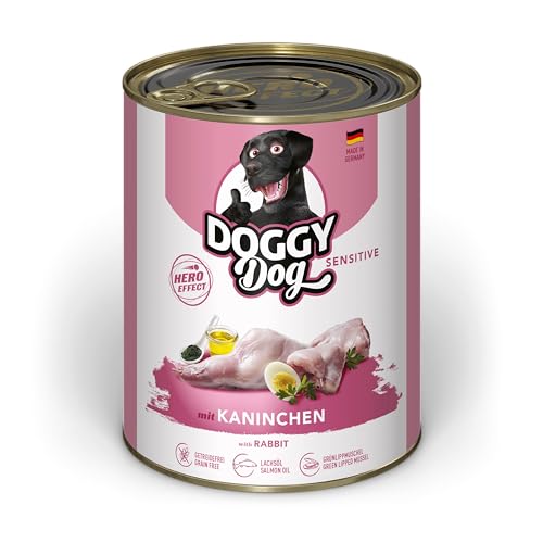 DOGGY Dog Paté Kaninchen Sensitive, 6 x 800 g, Nassfutter für Hunde, getreidefreies Hundefutter mit Lachsöl und Grünlippmuschel, besonders gut verträgliches Alleinfuttermittel, Made in Germany von Soul Pet