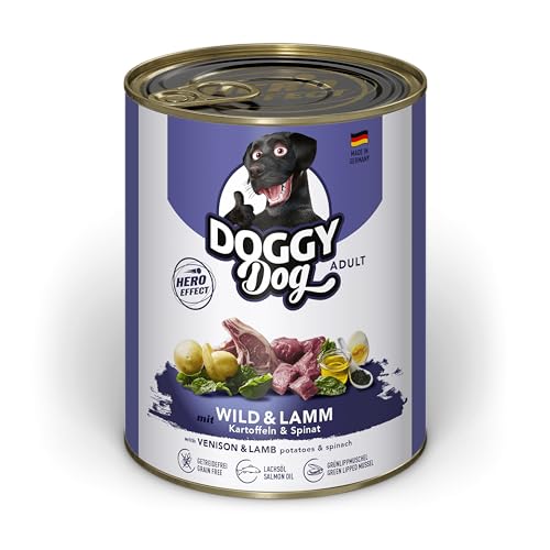 DOGGY Dog Paté Wild & Lamm, 6 x 800 g, Nassfutter für Hunde, getreidefreies Hundefutter mit Lachsöl und Grünlippmuschel, Alleinfuttermittel mit Spinat und Kartoffeln, Made in Germany von Soul Pet