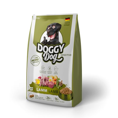 DOGGY Dog Lamm Sensitive, 10 kg, Trockenfutter mit hohem Fleischanteil für sensible Hunde, getreidefreies Hundefutter mit Lachsöl, Made in Germany von DOGGY Dog