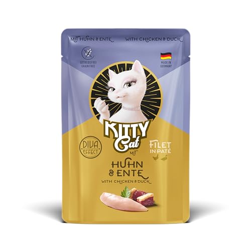 KITTY Cat Filet in Paté Huhn & Ente, 6 x 85 g, Gourmet Nassfutter für Katzen, feinstes Katzenfutter mit Taurin, Lachsöl und Grünlippmuschel, getreidefrei mit extra viel Fleisch, Made in Germany von KITTY Cat