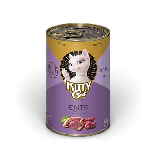 KITTY Cat Paté Ente, 6 x 400 g, Nassfutter für Katzen, getreidefreies Katzenfutter mit Taurin, Lachsöl und Grünlippmuschel, Alleinfuttermittel mit hohem Fleischanteil, Made in Germany KITTY Cat Paté Ente, 6 x 400 g, Nassfutter für Katzen, getreidefreies Katzenfutter mit Taurin, Lachsöl und Grünlippmuschel, Alleinfuttermittel mit hohem Fleischanteil, Made in Germany von KITTY Cat
