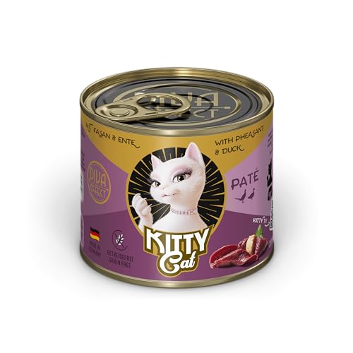 KITTY Cat Paté Fasan & Ente, 6 x 200 g, Nassfutter für Katzen, getreidefreies Katzenfutter mit Taurin, Lachsöl und Grünlippmuschel, Alleinfuttermittel mit hohem Fleischanteil, Made in Germany KITTY Cat Paté Fasan & Ente, 6 x 200 g, Nassfutter für Katzen, getreidefreies Katzenfutter mit Taurin, Lachsöl und Grünlippmuschel, Alleinfuttermittel mit hohem Fleischanteil, Made in Germany von KITTY Cat
