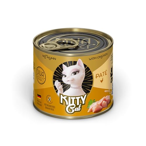 KITTY Cat Paté Huhn, 6 x 200 g, Nassfutter für Katzen, getreidefreies Katzenfutter mit Taurin, Lachsöl und Grünlippmuschel, Alleinfuttermittel mit hohem Fleischanteil, Made in Germany von Soul Pet