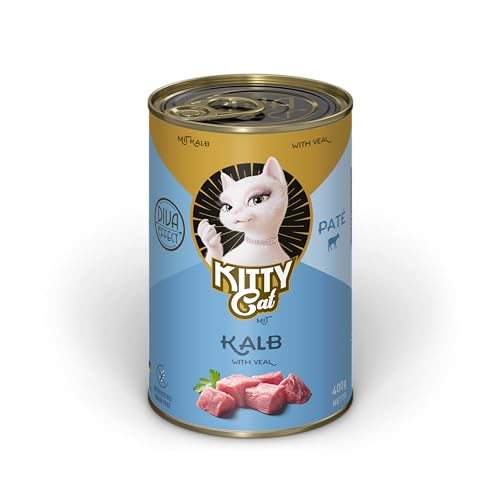 KITTY Cat Paté Kalb, 6 x 400 g, Nassfutter für Katzen, getreidefreies Katzenfutter mit Taurin, Lachsöl und Grünlippmuschel, Alleinfuttermittel mit hohem Fleischanteil, Made in Germany KITTY Cat Paté Kalb, 6 x 400 g, Nassfutter für Katzen, getreidefreies Katzenfutter mit Taurin, Lachsöl und Grünlippmuschel, Alleinfuttermittel mit hohem Fleischanteil, Made in Germany von KITTY Cat