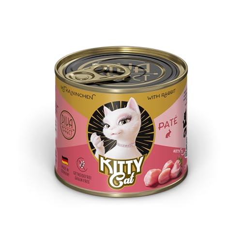 KITTY Cat Paté Kaninchen, 6 x 200 g, Nassfutter für Katzen, getreidefreies Katzenfutter mit Taurin, Lachsöl und Grünlippmuschel, Alleinfuttermittel mit hohem Fleischanteil, Made in Germany von Soul Pet