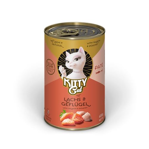 KITTY Cat Paté Lachs & Geflügel, 6 x 400 g, Nassfutter für Katzen, getreidefreies Katzenfutter mit Taurin, Lachsöl und Grünlippmuschel, Alleinfuttermittel mit hohem Fleischanteil, Made in Germany von Soul Pet