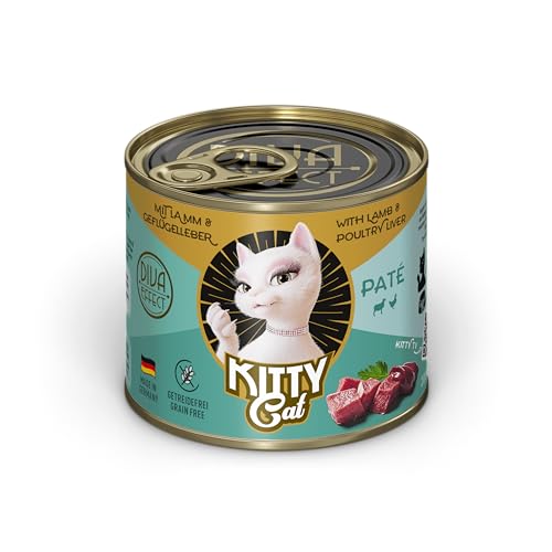 KITTY Cat Paté Lamm & Geflügelleber, 6 x 200 g, Nassfutter für Katzen, getreidefreies Katzenfutter mit Taurin, Lachsöl und Grünlippmuschel, Alleinfuttermittel mit hohem Fleischanteil, Made in Germany von Soul Pet